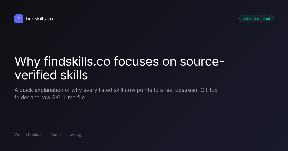 Why findskills.co focuses on source-verified skills